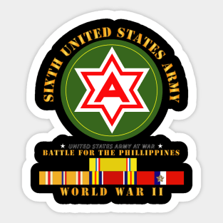 6th United States Army - Battle of Phil - WWII w PAC SVC Sticker